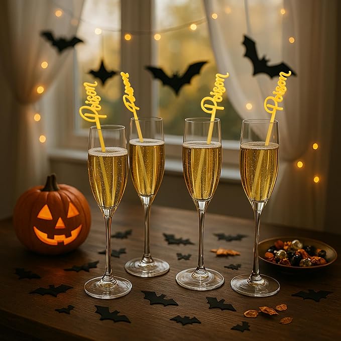30 Pcs Halloween Swizzle Sticks Plastic Coffee and Cocktail Stirrers Fall Thanksgiving Drink Stirrers Cocktail Mixers for Halloween Fall Autumn Party Tea Coffee Bar Decoration(Poison)