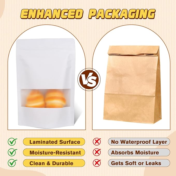 50 Pack Smell Proof Bag, Stand Up Zip Lock Bags, Cookie Bags with Seal, Resealable Pouches, Packing Bags for Cheese, Herbs, Coffee, Spice, Nuts, Soap, Bath Salts, Party Favors, Tea