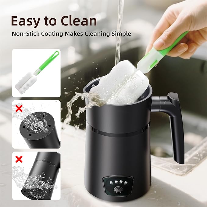 Milk Frother, 4 in 1 Electric Milk Steamer, Hot and Cold Foam Maker, 11.8 oz/350 mL Milk Warmer, Frother for Coffee Latte, Cappuccino, Hot Chocolate, 1 min Fast Frothing, Auto Shut-Off