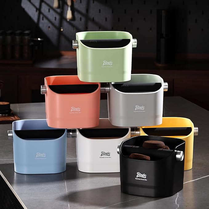 Espresso Knock Box - Bincoo Espresso Machine Knock Box/Espresso Grounds Knock Box, Barista Style Coffee Knock Box for Grounds with Removable Shock-Absorbent Knock Bar and Anti-Slip Base. (Green)