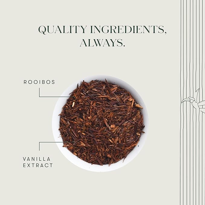 Luxmi Estates Rooibos Vanilla Organic Rooibos Tea (50 Tea Bags) Caffeine Free Tea Bags For Relaxing, Calming, and Stress Relief, With Certified Organic Herbal Tea