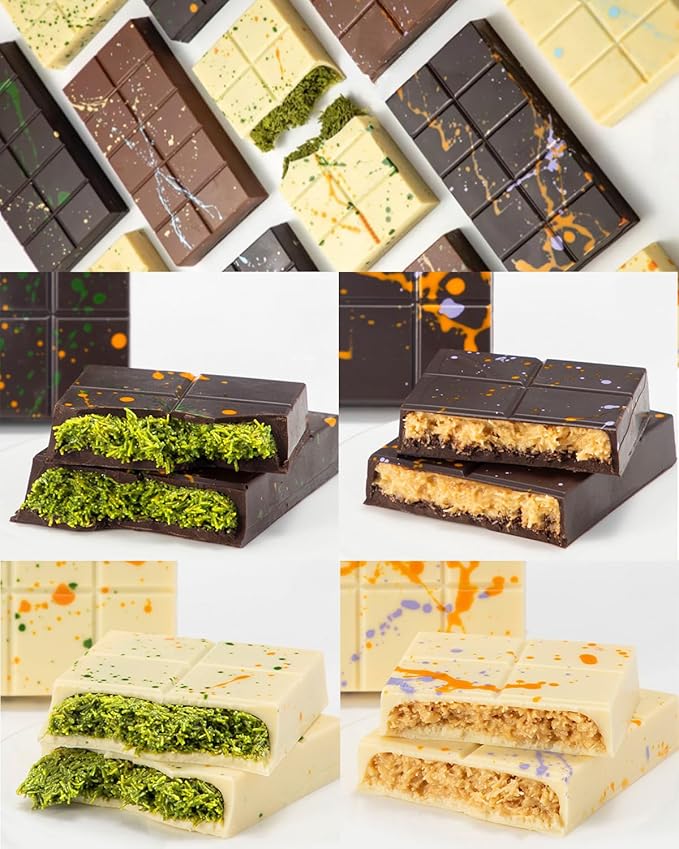 LGQUK Dubai Chocolate Bar Mold Silicone Chocolate Bar Molds, Deep Rectangular, 2 Pack, Large Size for Stuffed Bars (2PCS Deep Size)