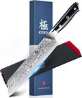KYOKU Kiritsuke Chef Knife - Gin Series - 8.5" Multipurpose Professional Chef Knife, Japanese VG10 Damascus Stainless Steel Kitchen Knife with Silver Ion Blade G10 Handle Mosaic Pin