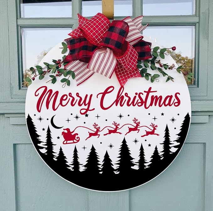 Christmas Stencils 12” Large Christmas Stencils for Crafts Reusable Christmas Stencil Holiday Drawing Templates for Door Hanger Porch Wreath Doormat Window Glass Decor(XMS Half R Stencil 03-14p)