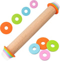 Adjustable Rolling Pin with Thickness Rings - 14 INCH Wood Dough Roller for Perfect Baking, Fondant & Cookies Ideal Rolling Pin for Dough & Cookie Decorating Supplies