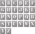 HAUTMEC Vintage Aluminum Letters Stencils, A to Z Aluminum Stencils & Holder, 2"(50mm) Letters, Shop Stencil, Advertising Stencilling, Craft-Printing, Reusable HD00001
