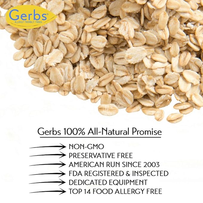 Gerbs Gluten-Free Traditional Rolled Oats 4 lbs. | Premium Grade, Resealable Bag | Hearty Texture, Ideal for Baking & Breakfast | Top 14 Allergen-Free