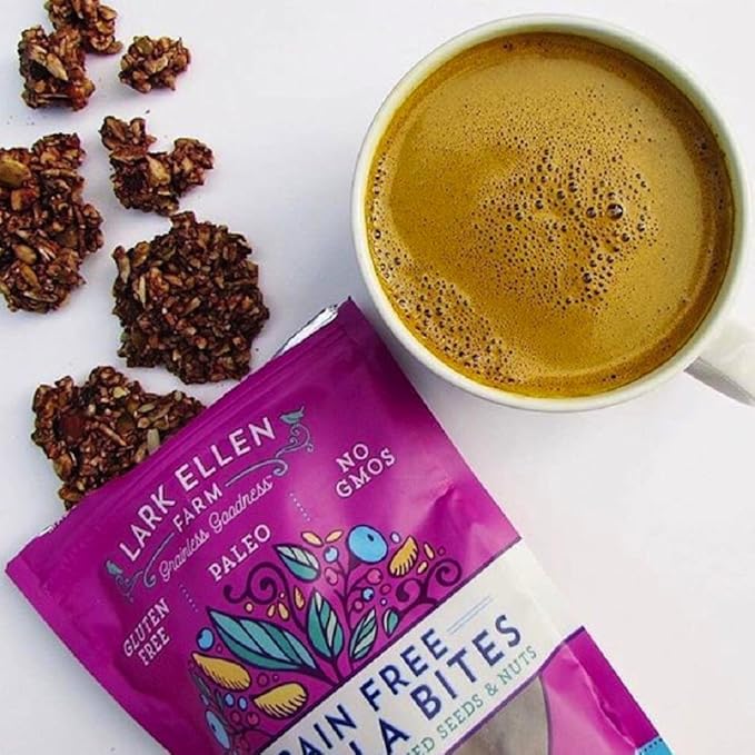 Lark Ellen Farm Grain Free Paleo Granola Bites Certified Organic Vegan Snacks and Cereal made from Sprouted and Activated Nuts and Seeds (Berrylicious, 8 Oz)