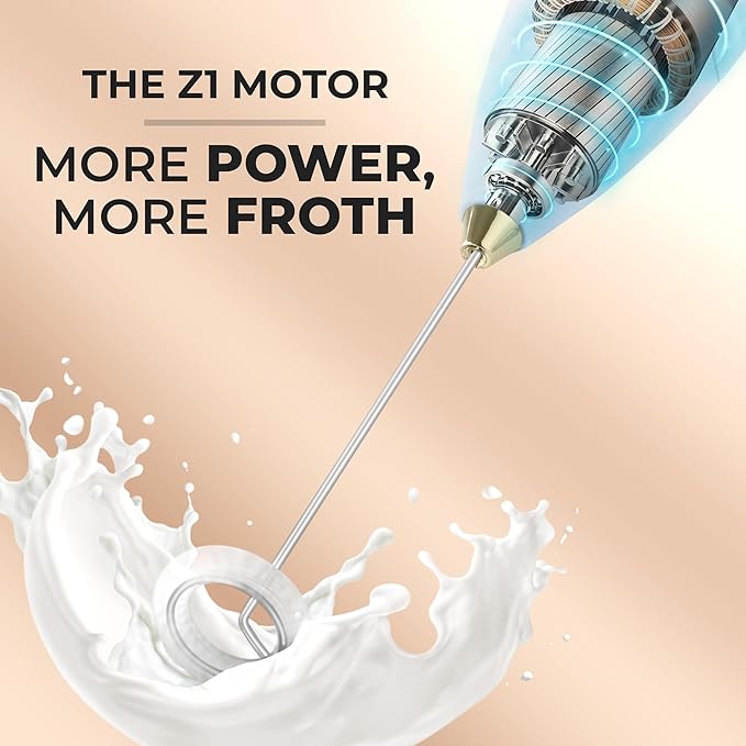 Zulay Kitchen Powerful Milk Frother Wand With 4 AA Duracell Batteries - Ultra Fast Handheld Drink Mixer - Electric Whisk Foam Maker for Coffee, Lattes, Cappuccino, Matcha, Hot Chocolate & Creamer