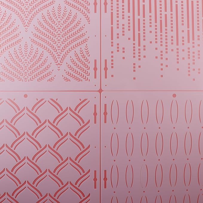 4Pcs Lace Wedding Tiers Pattern Birthday Cake Background Stencil Template - Baking Mesh Seamless Harvest Cake Stencil (XTall A)