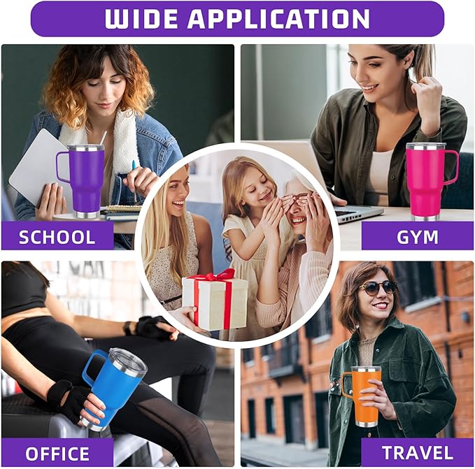 20 oz Tumbler with Handle Stainless Steel Insulated Coffee Mug Tumbler with Lid and Straw Double Wall Vacuum Insulated Coffee Mug Leak Proof Travel Mug Tumbler for Hot and Cold Drink (Mix Color-8)