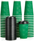 80 Count 16 OZ Coffee Cups with Lids, Insulated Ripple Wall Paper Hot Coffee Paper Cups for Hot Drinks
