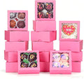 90 Pack 4x4x2 Inches Pink Bakery Boxes (Clear Window) – Ideal for Packaging Macaron, Ores, Chocolate Truffle, Strawberry, Cookie, Donut, Pie – Party, Wedding, Holiday Favors