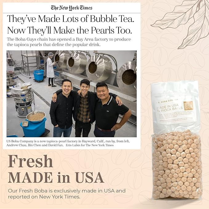 Fanale Brown Sugar Boba Tea Kit with Boba Pearls, US Boba Co Tapioca Pearl Made in USA 1 Pound, Brown sugar boba milk tea, Hand Crafted Brown Sugar Syrup 12 oz for Bubble Milk Tea Coffee Desserts