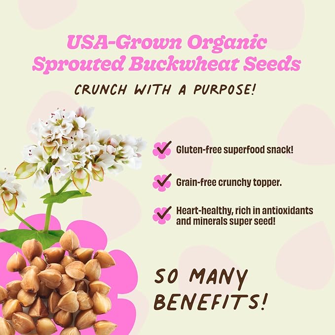 Lil Bucks Sprouted Regeneratively Grown Buckwheat Seeds– Paleo Cereal, Gluten-Free Granola, High in Protein, Low Sugar, Organic Superseed Crunch (CACAO, 3 Pack)