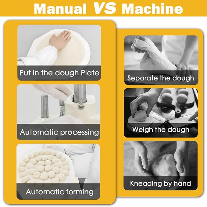 TECHTONGDA Dough Divider Rounder 36pcs Dough Ball Cutter Pizza Roll Ball Forming Machine Electric Dough Cutting and Rounding Machine for Hamburger Bread Pizza Bakery 0.7og-2.5oz