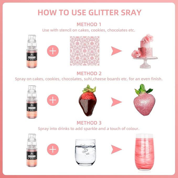 Edible Glitter Spray - 3/4oz Luster Dust Edible Food Grade Glitter Shimmer Dust Powder for Cocktails, Drinks, Cake Decorating - Metallic Food Coloring Powder for Wine, Candy, Cookie, Icing (Purple)