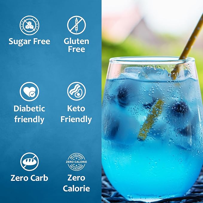 Syruvia Sugar-Free Blueberry Syrup, Flavored Syrup for Drinks, Cocktails, Lemonades, Iced Teas, and Desserts – 25.4 fl oz
