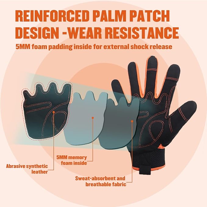 HANDLANDY Work Gloves for Men & Women, Utility Mechanic Working Gloves Touch Screen, Flexible Yard Work Gloves