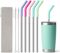 Stainless Steel Straw for 20 oz YETI Tumbler, 8.5in Metal Straight Straws Reusable with Silicone Tip for Milk, Juice, Cola, Coffee- 2 Cleaning Brushes & 1 Portable Bag
