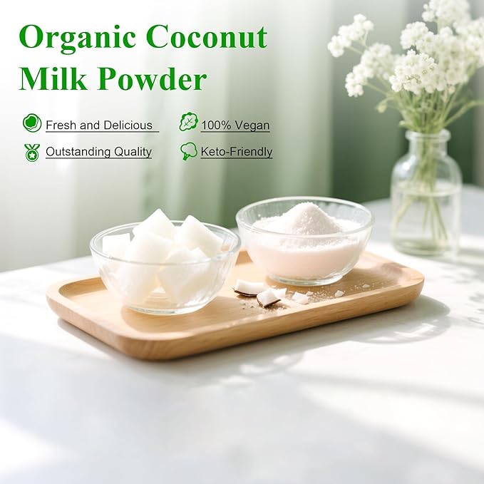 Premium Coconut Milk Powder (226g/2pack) - 100% Natural, Unsweetened, Perfect for Curries, Desserts & Baking, Gluten-Free, Non-GMO, Resealable Bag
