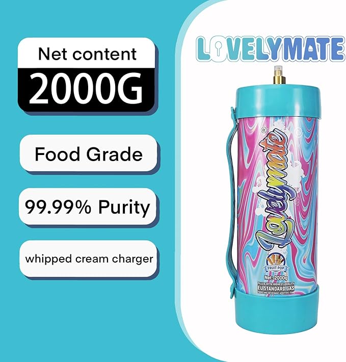 Whipped Cream Charger Tank 3.3L 2000G Whip Cream Charger Cylinder Food Grade Flavored (Tips Included) (2, Fruit pop)