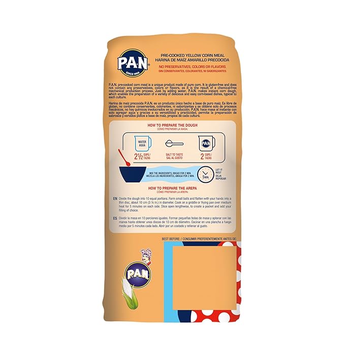 P.A.N. Yellow Corn Meal – Pre-cooked Gluten Free and Kosher Flour for Arepas (2.2 lb / Pack of 10)