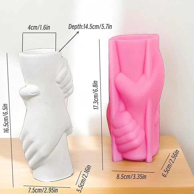 Hand in Hand Vase Cement Clay Mold Plaster Flower Pot Silicone Mold Concrete Succulent Flowerpot Pen Holder Epoxy Resin Mold