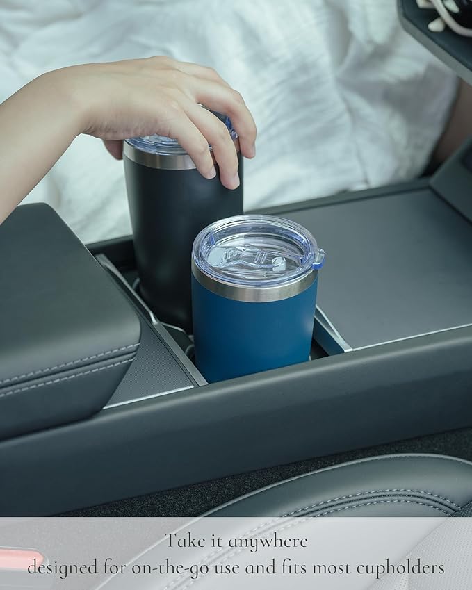 Travel Coffee Tumbler 20oz, Leakproof Travel Coffee Mug with Lid and Straw, Stainless Steel Double Wall Vacuum Insulated Tumbler for Hot/Iced Drinks (Textured Matte, Black)