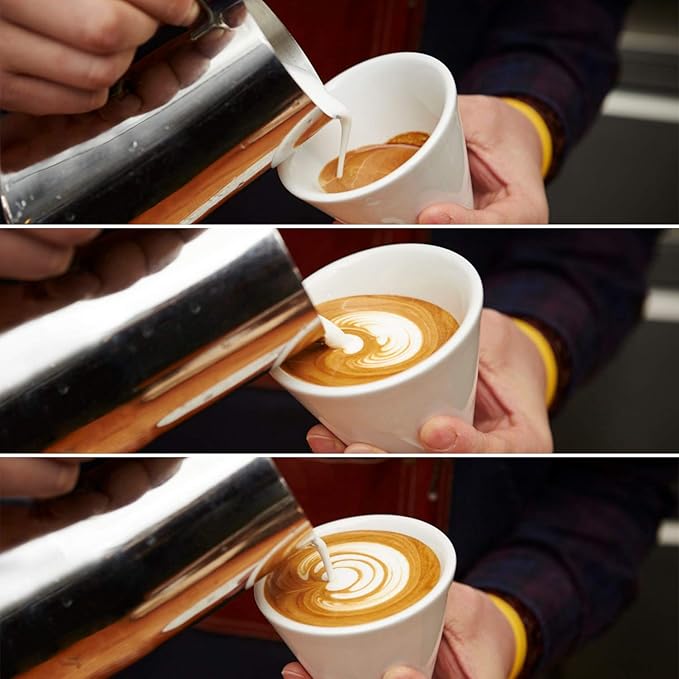 Milk Frothing Pitcher Cup, 32oz/900ML Milk Frother Cup Stainless Steel Steaming Pitcher Milk Jug Coffee Latte Art Cappuccino Espresso Machine Accessories Barista Steam Pitchers Attached Dessert Spoons