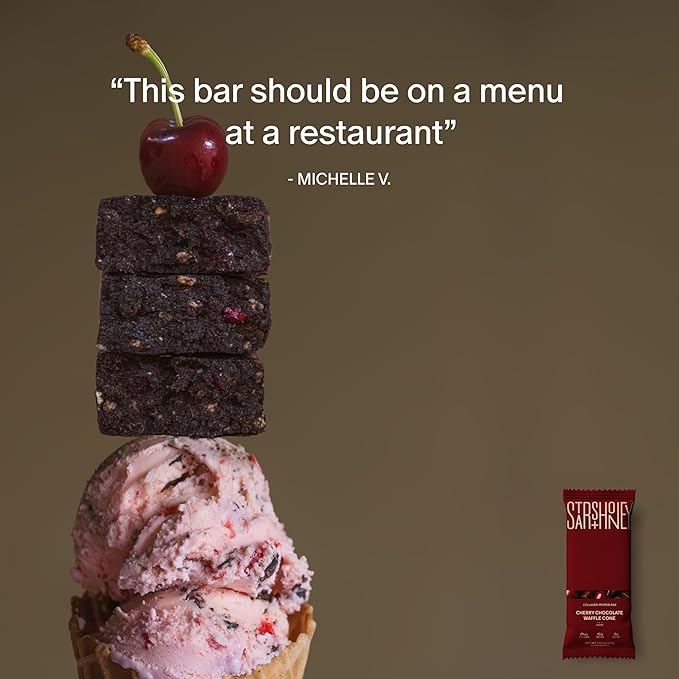 Stars + Honey Protein Bars- Cherry Chocolate Waffle Cone,15g Protein, 2g Sugar, w/Collagen Keto Friendly Snack - Gluten, Dairy, & Soy Free - High-Protein Snacks for Energy & Recovery-10 pack