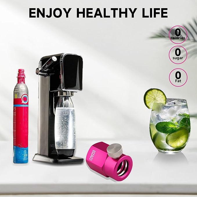 Quick Connect CO2 Refill Adapter for Soda Maker Pink CO2 Cylinder, CGA320 CO2 Tank Connector Kit for Filling 60L CO2 Canister Compatible with DUO ART TERRA GAIA Machines