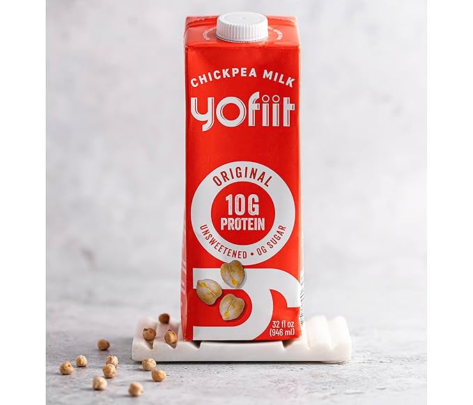Yofiit Original Unsweetened Plant Based Milk with Pea Protein and Flax - More Protein than Almond Milk - Non Dairy Coffee Creamer, Vegan & Shelf Stable | 10g Protein - 6 Pack