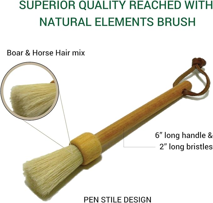 Valentino Garemi Coffee Machine Brush – Espresso & Cappuccino Cleaning Tool – Traditional & Classic Ergonomic Design with Real Wood & Genuine Boar Bristles – Made in Germany