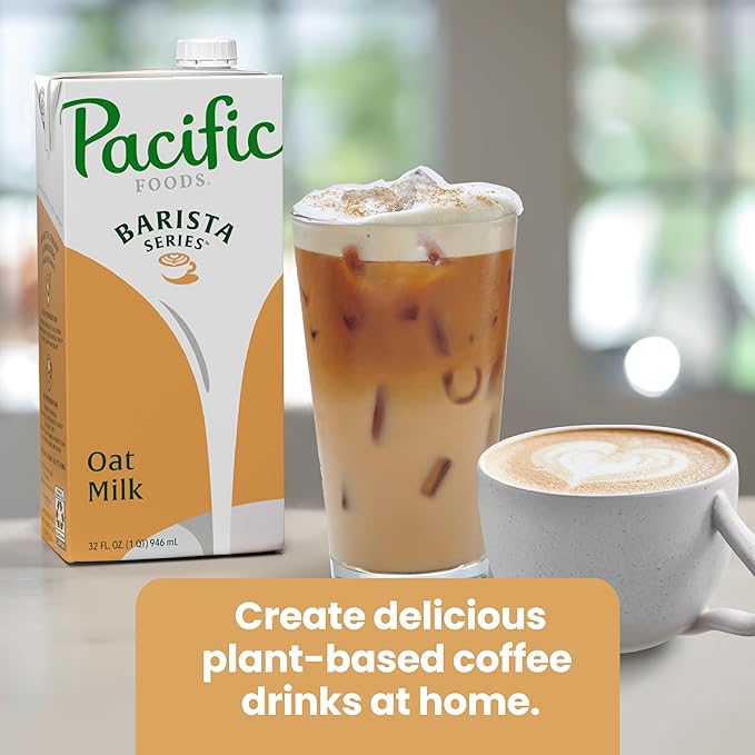 Pacific Foods Barista Series Original Oat Milk, Plant Based Milk, 32 oz Carton (Case of 12)