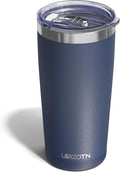 Travel Coffee Tumbler 20oz, Leakproof Travel Coffee Mug with Lid and Straw, Stainless Steel Double Wall Vacuum Insulated Tumbler for Hot/Iced Drinks (Textured Matte, Navy Blue)