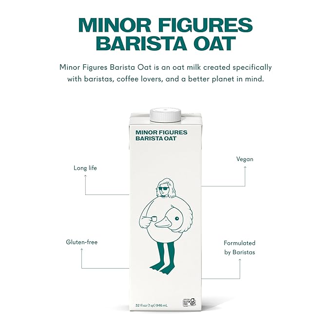 Minor Figures - Oat Milk - Barista Standard - 32 Oz - 6 Pack - Non-GMO - Plant-Based - Vegan - Dairy Free - Shelf Stable - Unsweetened