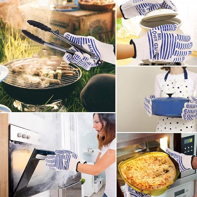 CZSYZCZS Extreme Heat Resistant Oven Gloves - 932F - Cooking Gloves for BBQ, Grilling, Baking,Cutting, Smoker Fireplace