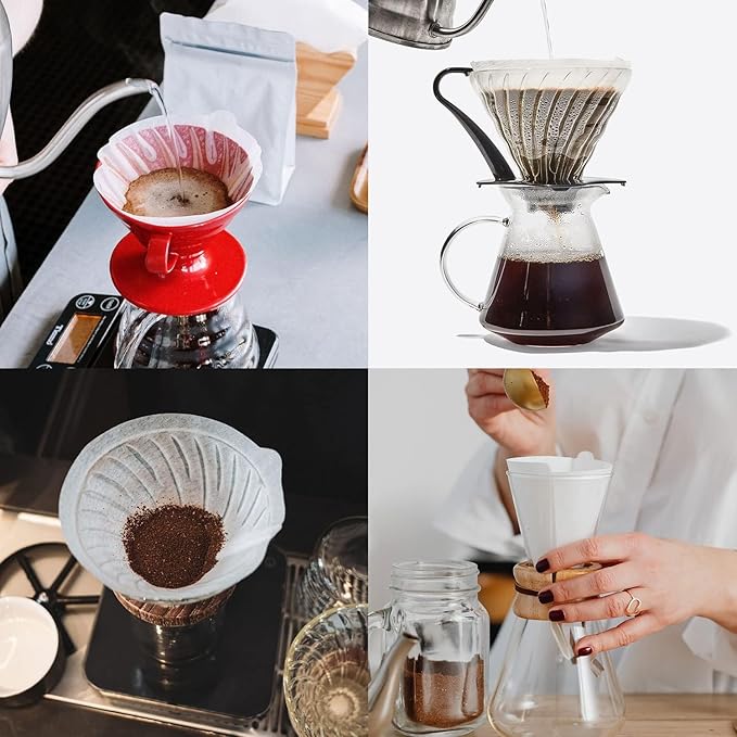 Coffee Filters, Size 02 White Cone Filters, 200 Count Disposable Natural Paper Filters 2-4 Cup, 02 Cone For Pour Over and Drip Coffee Maker