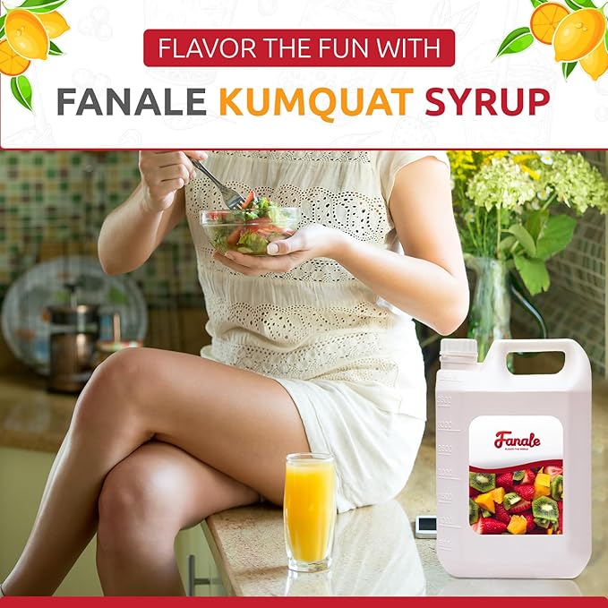 Fanale Premium Flavoring Concentrated Syrup for Bubble Tea 11 lb | Kumquat Flavor Syrup | for Boba Tea, Smoothies, Slushes, Desserts | 11lb | Pack of 4 | SRP150-CS