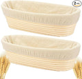 2PACK 12 inch Oval Bread Proofing Basket Banneton Bread Dough Proofing Rising Rattan Basket & Liner for Baking Bread Making