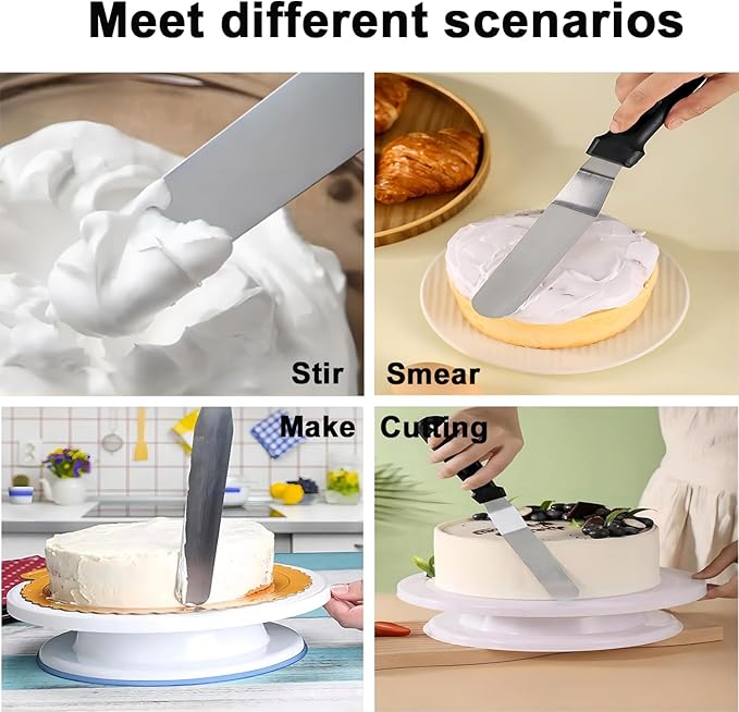 6"+8"+10"Angled Icing Spatula,Lmoszuak Professional food grade stainless steel cake spatula,with Sturdy & Durable Handle Cake Decorating Spatula,Frosting smoother spatulas, for cake decorating,Baking