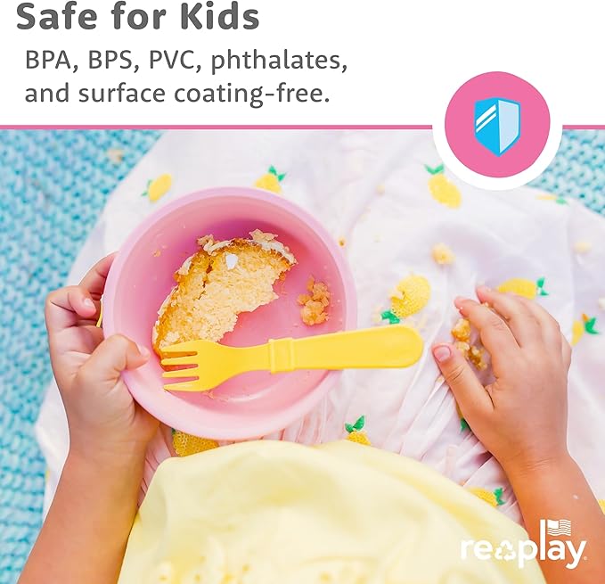 Re-Play 12 Oz. Toddler Bowls for Snack and Everyday Dining - Dishwasher and Microwave Safe - Made in USA - Set of 3-5.75" x 5.75" x 2" - Berry