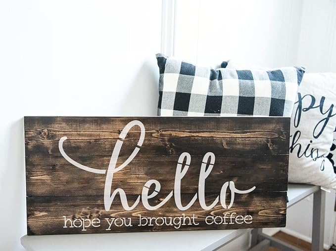 Funny Welcome Stencils for Painting Sarcastic Round Stencil Large Gather Stay Awhile Templates for Door Hanger,Doormat, Porch Sign, Wreath