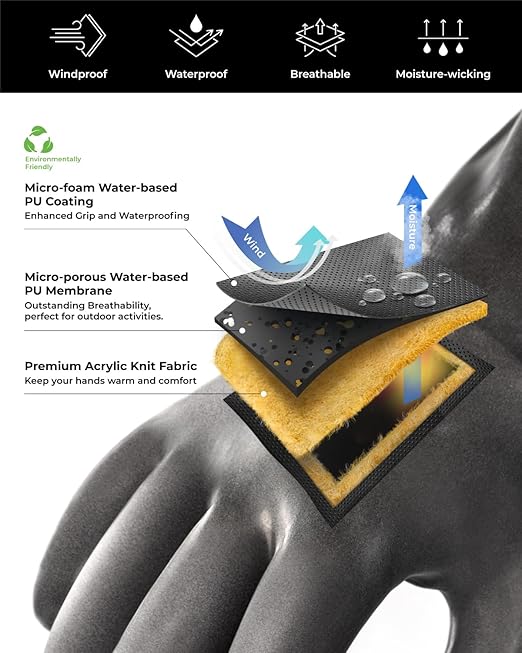 Waterproof Winter Gloves with Grip, Balaena Freezer Gloves for Light Duty Work & Outdoor Adventure, Hiking, Farming, Washing, Ice Fishing, Medium