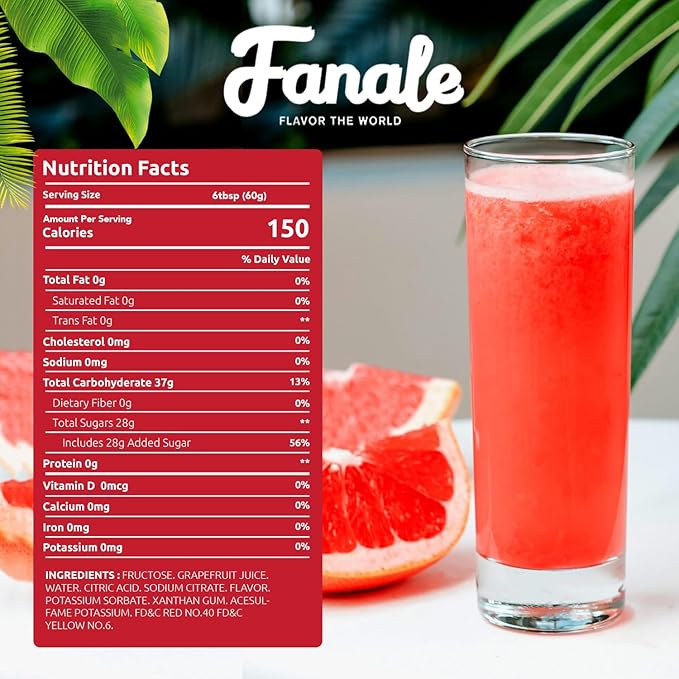 Fanale Premium Flavoring Concentrated Syrup for Bubble Tea 11 lb | Grapefruit Flavor Syrup | for Boba Tea, Smoothies, Slushes, Desserts | 11lb | Pack of 4 | SRP200-CS