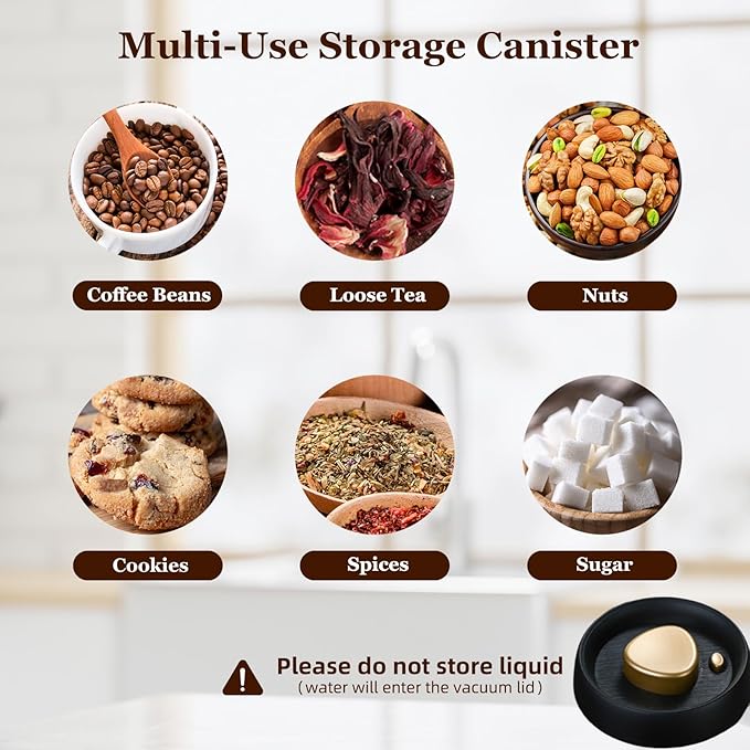 Vacuum Glass Jar with Airtight Lid,61floz/1800ml Borosilicate Glass Coffee Canister Container,Perfect for Coffee Beans & Grounds,Loose Leaf Tea,Candy,Sugar,Nuts,Spices