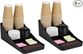 Mind Reader Cup and Condiment Station, Set of 2, Countertop Organizer, Coffee Bar, Kitchen, 7.25" L x 15.5" W x 5.25" H, Black
