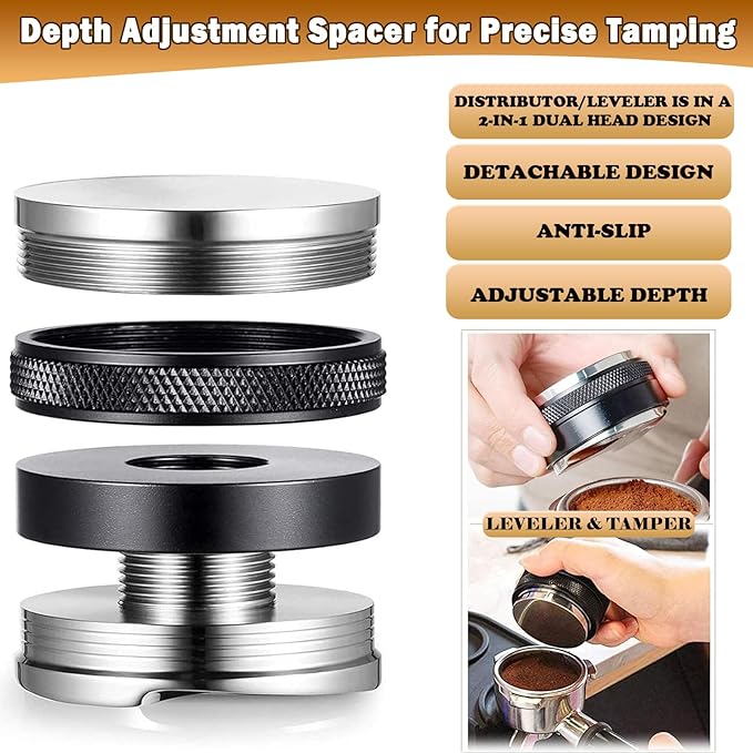 Coffee Tamper Set 24 PCS, Espresso Accessories Barista Kit,with 51mm Espresso Distributor & Tamper,wdt Tool,Frothing Pitcher,Coffee Stirrer,Tamper Mat,Espresso Tools for Espresso Coffee Machine