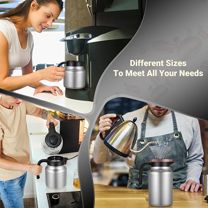 51Oz Thermal Coffee Carafes For Keeping Hot/Cold, Stainless Steel Coffee Carafe, Dustproof Insulated Water Carafe for Party/Home,Silver